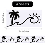 Beach Theme PVC Cartoon Self Adhesive Car Stickers, Waterproof Coconut Tree with Sun Car Decorative Decals for Car Decoration, Black, 92~93x174~182x0.2mm
