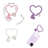 6Pcs 3 Colors Silicone Heart Loop Phone Lanyard, Wrist Lanyard Strap with Plastic & Iron Keychain Holder, Mixed Color, 18cm, 2pcs/color