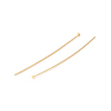 Brass Flat Head Pins, Cadmium Free & Lead Free, Real 18K Gold Plated, 50mm, Head: 1.8mm, Pin: 0.6mm, 22 Gauge