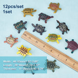 1 Set Sea Turtle Plastic Figurines Display Decorations, Micro Landscape Fish Tank Decoration Accessories, Mixed Color, 40~53x28~40x11~20mm, 12pcs/set