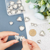 18Pcs 3 Styles 304 Stainless Steel Locket Pendants, Photo Frame Charms for Necklaces, Heart, Stainless Steel Color, 6pcs/style