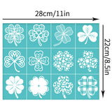 Self-Adhesive Silk Screen Printing Stencil, for Painting on Wood, DIY Decoration T-Shirt Fabric, Turquoise, Clover, 280x220mm