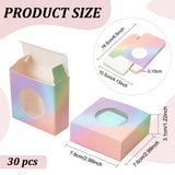 Rainbow Color Cardboard Paper Gift Boxes, Gift Storage Case with Plastic Round Visible Window, Square, Colorful, 7.6x7.6x3.1cm