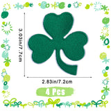 Saint Patrick's Day Iron on Shamrock Cloth Patches, Embroidery Appliques, Sewing Craft Decoration, Green, 77x72x1.5mm