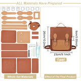 DIY Imitation Leather Sew on Backpack Kits, Including Fabric, Scissors, Thread, Needle, Shoulder Straps, Iron Buckle & Clasps, Screwdriver, Camel, Finished Product:  23x9x26cm