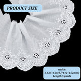 MAYJOYDIY US 4.7~5 Yards Cotton Embroidery Flower Ribbons, Flat, White, 5-5/8~6 inch(142~152mm)
