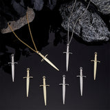 32Pcs 2 Colors Rack Plating Alloy Pendants, Sword with Skull, Mixed Color, 50.5x16x5mm, Hole: 1.8mm, 16pcs/color