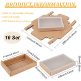 Kraft Paper Storage Gift Drawer Boxes, Translucent Plastic Cover Gift Packaging Case, Peru, 13.8x9.7x2.5cm