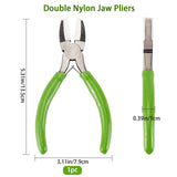 45# Carbon Steel Jewelry Pliers, Nylon Jaw Pliers, Flat Nose Pliers, Polishing, Lime Green, 13.5x7.9x1cm, 1pc/set