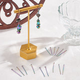 90Pcs 3 Styles 304 Stainless Steel Pins Set, Ball Head Pins & Flat Head Pins & Eye Pins, Rainbow Color, 30x0.6mm, 22 Gauge, Head: 1.4~1.9mm, 30pcs/styles