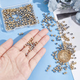 304 Stainless Steel Beads, Hollow Round, Golden & Stainless Steel Color, 4x3.5mm, Hole: 1.6mm, 2 colors, 200pcs/color, 400pcs