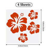 PET Self Adhesive Car Stickers, Waterproof Floral Car Decorative Decals for Car Decoration, Red, 150x150x0.2mm