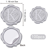 Adhesive Wax Seal Stickers, Envelope Seal Decoration, For Craft Scrapbook DIY Gift, Silver Color, Letter K, 30mm, 100pcs/box