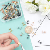 Vacuum Plating 304 Stainless Steel Stud Earring Findings, Textured, Teardrop, Mixed Color, 10x6x0.7mm, Hole: 1.2mm, Pin: 0.7mm, 4 colors, 20pcs/color, 80pcs