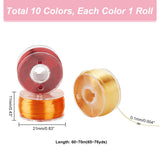 10 Rolls 10 Colors Polyester High Gloss Single-Strand Thread, with Plastic Bobbin, for Hanfu Hairpin Accessories, Mixed Color, 0.1mm, about 65.62~76.55 Yards(60~70m)/roll, 1 roll/color
