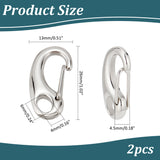 304 Stainless Steel Key Ring Connection Clasps Belt Clip for Keys 26x12.5x6mm, 2pcs/bag, Stainless Steel Color, 26x13x4.5mm, Hole: 6x4mm