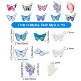 40Pcs 10 Colors Printed Alloy Pendants, with Enamel, Butterfly, Platinum, Mixed Color, 4pcs/colors