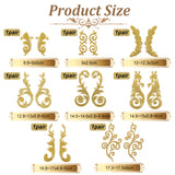 8 Style Polyester Computerized Embroidery Sew on Patches, Ethnic Style Metallic Thread Embroidery Appliques, Mixed Shapes, Gold, 88~175x29~90x0.8~1mm