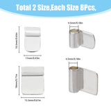 16Pcs 2 Size Brass Glue-on Flat Pad Bails, Silver, 16.5~18x11~15.5mm, Hole: 4.5mm, 8Pcs/size