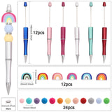 DIY Rainbow Beadable Pen Making Kit, Including Silicone & Rhinestone Spacer Beads, Ball-Point Pens, Mixed Color, 70Pcs/bag