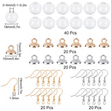 DIY Dangle Earring Making Kits, Including Round Glass Globe Beads, Plastic Bead Cap Pendant Bails, Brass Earring Hooks, Platinum & Golden, Globe Beads: 18mm, Hole: 3mm, 40pcs/box