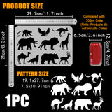 Plastic Drawing Painting Stencils Templates, for Painting on Scrapbook Fabric Tiles Floor Furniture Wood, Rectangle, Animals, 29.7x21cm