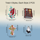 Religion Theme Computerized Embroidery Cloth Iron on Patches, Stick On Patch, Costume Accessories, Appliques, Bible/Cross/Praying Hands, Mixed Color, 59~97x38~62x1.5mm, 4pcs/set