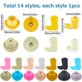 14Pcs 14 Style Silicone Beads, DIY Nursing Necklaces and Bracelets Making, Chewing Pendants For Teethers, Hat & Boot, Mixed Color, 26x12mm, Hole: 2.5mm, 1pc/style