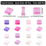 320Pcs 8 Colors 2-Hole Opaque Glass Seed Beads, Lustered, Rectangle, Mixed Color, 5x4.5~5.5x2~2.5mm, Hole: 0.5~0.8mm, 40Pcs/color