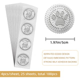 Custom Silver Foil Embossed Picture Sticker, Award Certificate Seals, Metallic Stamp Seal Stickers, Flower with Word Honor Roll, Paw Print, 5cm, 4pcs/sheet