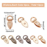 12Pcs 3 Colors Zinc Alloy Suspension Clasps, for Bag Replacement Accessories, Eye, Mixed Color, 3.5x1.5x0.6cm, Hole: 6x10.5mm, 4pcs/color