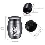 Alloy Cremation Urn Kit, with Disposable Flatware Spoons, Silver Polishing Cloth, Velvet Packing Pouches, Tree of Life Pattern, 40.5x30mm, 1pc