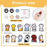 2 Sets 2 Styles Cat Paw Print Shape Self-Adhesive Computerized Embroidery Cloth Patches, Sewing Craft Decoration, Mixed Color, 26~51x27~37x1.5~2mm, 1 set/style