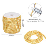 3 Strand Polyester Braided Cord, Twisted Rope, for DIY Cord Jewelry Findings, Yellow, 5mm, about 18m/roll