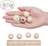 Unfinished Wood Beads, Natural Wooden Loose Beads Spacer Beads, Large Hole Beads, Round, Antique White, 24~25x21~22.5mm, Hole: 9~10mm