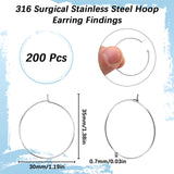 316 Surgical Stainless Steel Wine Glass Charms Rings, Hoop Earring Findings, DIY Material for Basketball Wives Hoop Earrings, Stainless Steel Color, 35x30x0.7mm, 21 Gauge, 200pcs/box