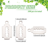 100Pcs 201 Stainless Steel Charms, Laser Cut, Blade Shape, Stainless Steel Color, 13x7x0.5mm, Hole: 1.4mm