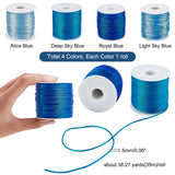3 rolls 3 colors Nylon Thread, Rattail Satin Cord, Blue, 1.5mm, about 38.27 yards(35m)/roll, 1roll/color