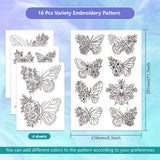 4 Sheets 11.6x8.2 Inch Stick and Stitch Embroidery Patterns, Non-woven Fabrics Water Soluble Embroidery Stabilizers, Butterfly, 297x210mmm