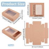 Folding Kraft Paper Cardboard Jewelry Gift Drawer Boxes, with PVC Visible Window, Rectangle, BurlyWood, Finished Product: 18.5x14.4x4.5cm