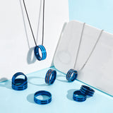 16Pcs 8 Size Titanium Steel Grooved Finger Ring for Men Women, Blue, Inner Diameter: 16~23mm, 2Pc/size