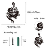 Iron Wall Hanging Decorative, with Screws, Snake & Rose, Metal Wall Art Ornament for Home, Electrophoresis Black, 300x194mm