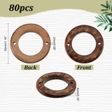 80Pcs Coconut Connector Charms, Ring Links, Coffee, 30x4mm, Hole: 2mm