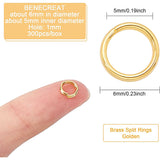 Brass Split Rings, Double Loops Jump Rings, Golden, 6mm, Hole: 1mm, about 5mm inner diameter, 300pcs/box