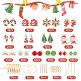 Christmas Theme DIY Earring Making Kit, Including Glass Pearl & Bicone Beads, Brass Earring Hooks, Wreath & House & Santa Claus Alloy Enamel Links & Pendants, Mixed Color, 130Pcs/box