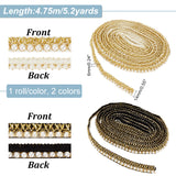 10.4 Yards 2 Colors Polyester Ribbon, with Imitation Pearl Beads, Flat, Mixed Color, 1/2 inch(14mm), 5.2 yards(4.75m)/color