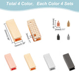 16 Sets 4 Colors Alloy Bag Decorative Edge Buckles, Belt End Tip Hardwares, Rectangle, Mixed Color, 2.5x1cm, Inner Diameter: 0.3cm, 4 sets/color