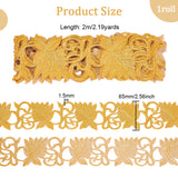 2M Floral Embroidery Iron on/Sew on Polyester Ribbon Patches, Hollow Trim for Costume Accessories, Leaf Pattern, 2-1/2 inch(65mm)