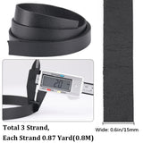 3Pcs Flat Leather Jewelry Cord, Jewelry DIY Making Material, Black, 15x2mm, about 80cm/pc