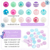 20 Style Mixed Style Acrylic Beads Sets, Round & Flower & Butterfly, Mixed Color, 19~20mm
